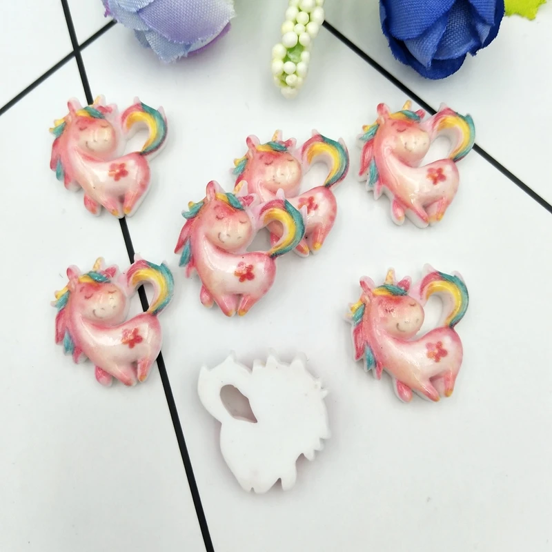 20 шт. Kawaii Смола единорог с плоской задней частью кабошоны из смолы DIY Скрапбукинг