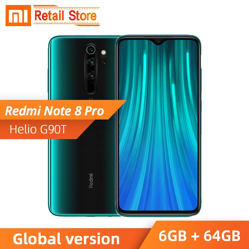 Xiaomi Redmi Note 8 pro, 6 ГБ, 64 ГБ, смартфон Helio G90T, четыре ядра, 4500 мАч, 6,53 дюйма, FHD, мобильный телефон, NFC, 64 мп, четыре камеры, 18 Вт, зарядное устройство