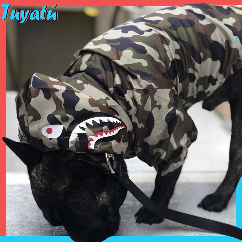 French Bulldog Small Large Dog Clothes Winter Big Hoodie for Dogs Camo Clothing Coat Jacket Pug Dropshipping | Дом и сад