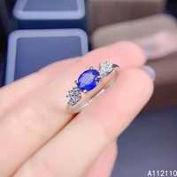 fine jewelry 925 sterling silver inlaid with natural gem luxury classic oval simple sapphire womens ol style ring support detec