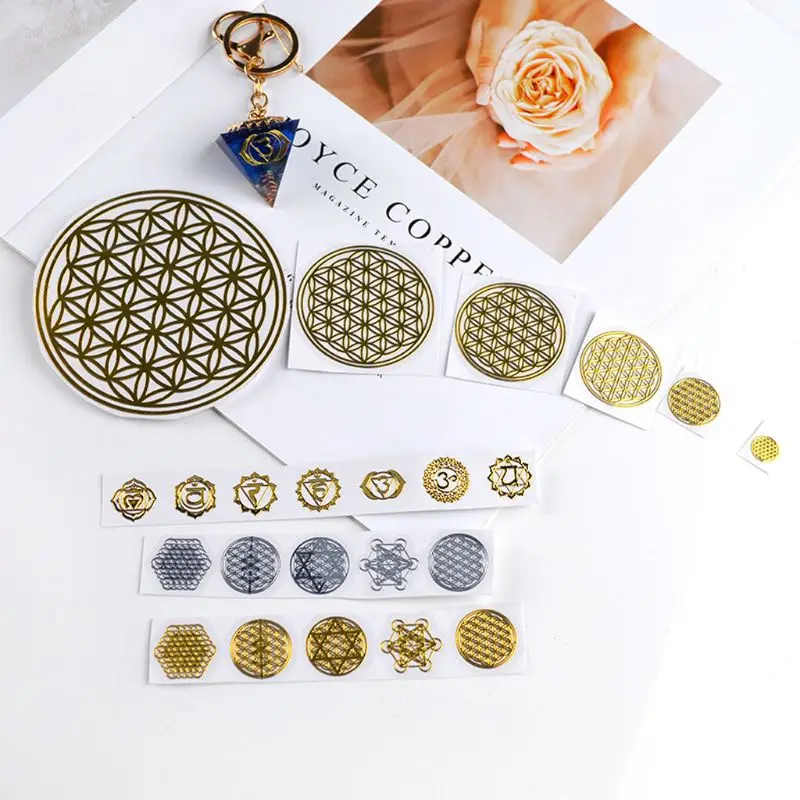 7 Чакры Геометрическая медная энергетическая башня оргонит наклейки цветок