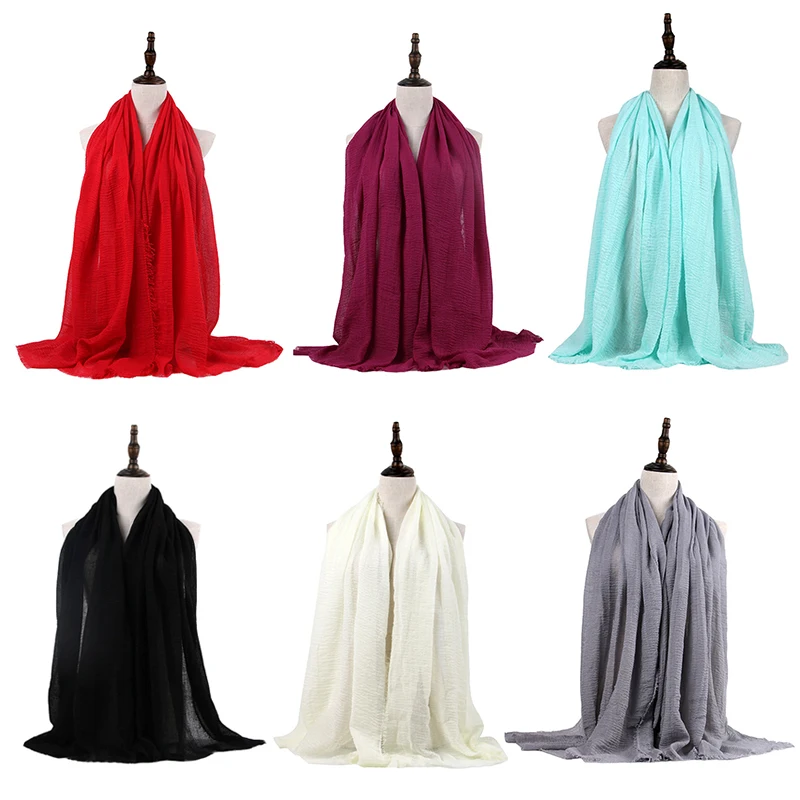 Мусульманский головной платок из хлопка и льна хиджабы для женщин простой