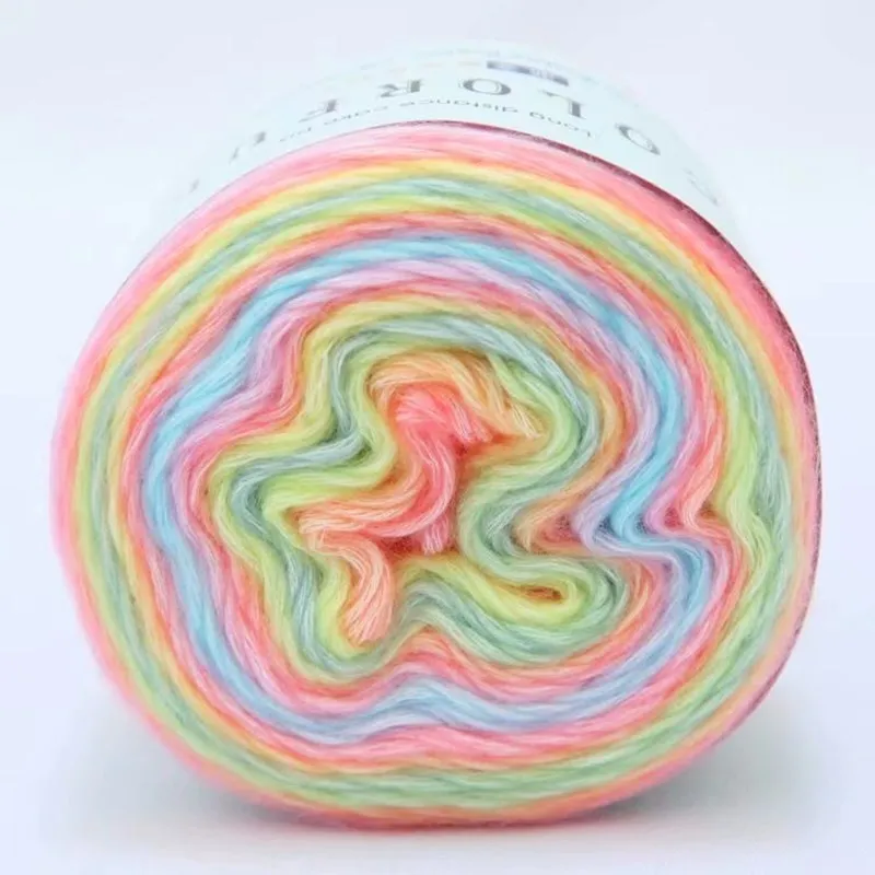 100 г/шар Радужная хлопчатобумажная градиентная Пряжа пряжа для торта вязания