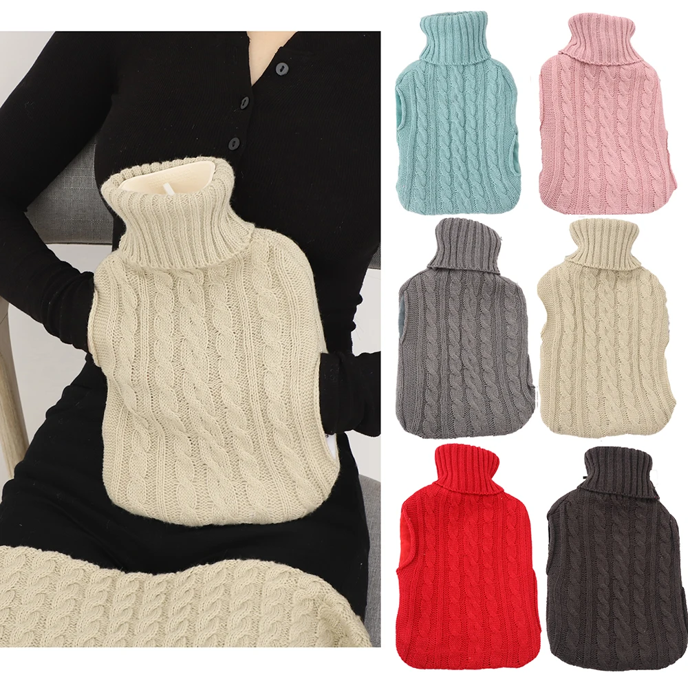 

2000 мл бутылка для горячей воды, вязаный чехол, безопасные сумки для горячей воды, съемный вязаный чехол с защитой от холода для рук, зимний за...