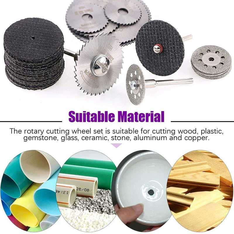 

1set Rotary Diamond Cutting Wheel Kit Including 22mm Diamond Cutting Wheel,HSS Saw Blades,Resin Cut Disc