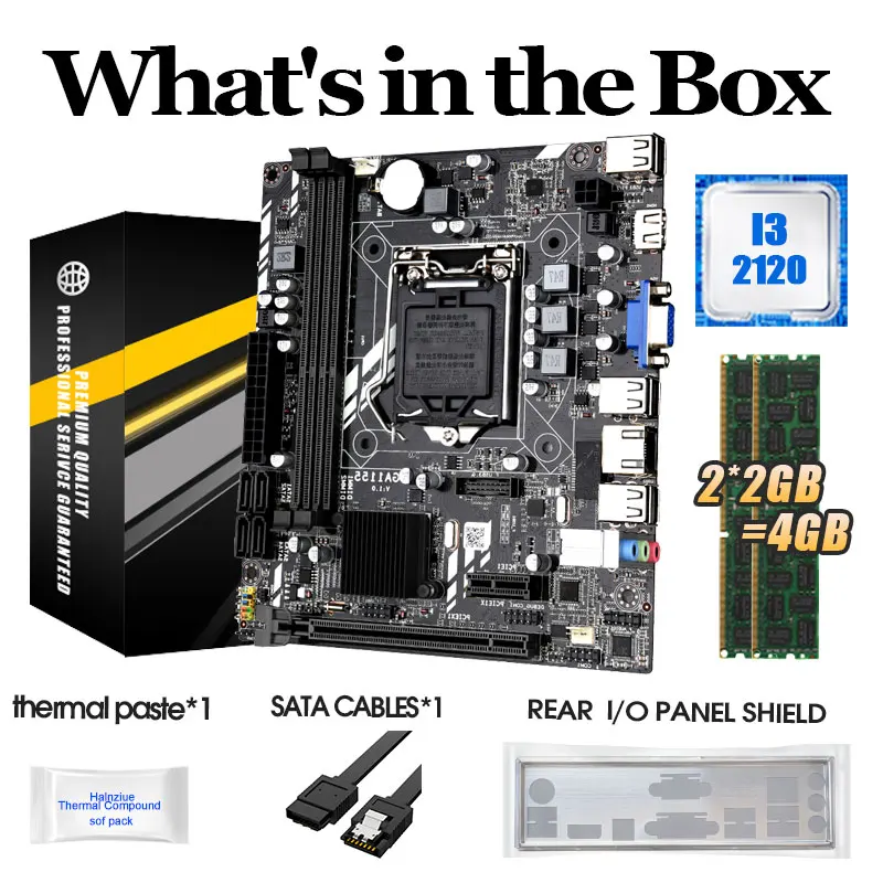 Комплект материнской платы JINGSHA H61M LGA 1155 с процессором I3-3240 и DDR3 2*2 ГБ 4 ОЗУ 1333 МГц H61