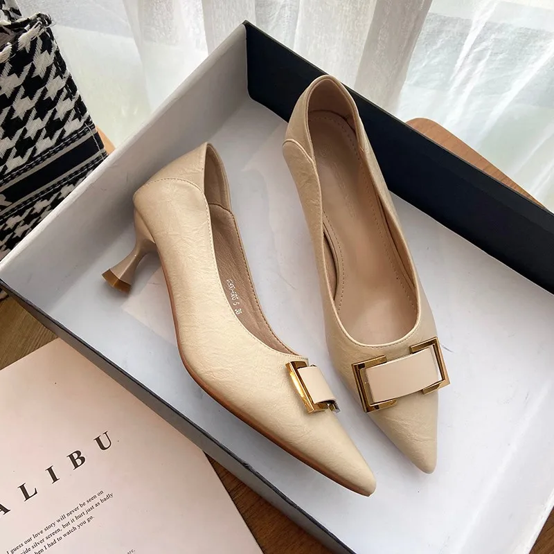 

Женские туфли на высоком каблуке, однотонные модные простые туфли черного цвета, лето 2021