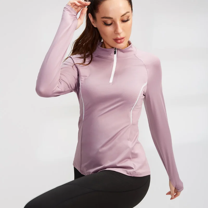 Новинка куртка для бега на молнии с подставкой Женская толстовка длинным рукавом