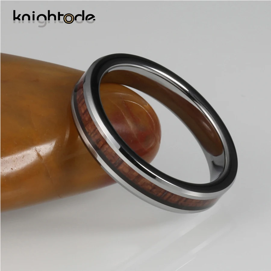 Высококачественное кольцо из карбида вольфрама 4 мм с инкрустацией розового