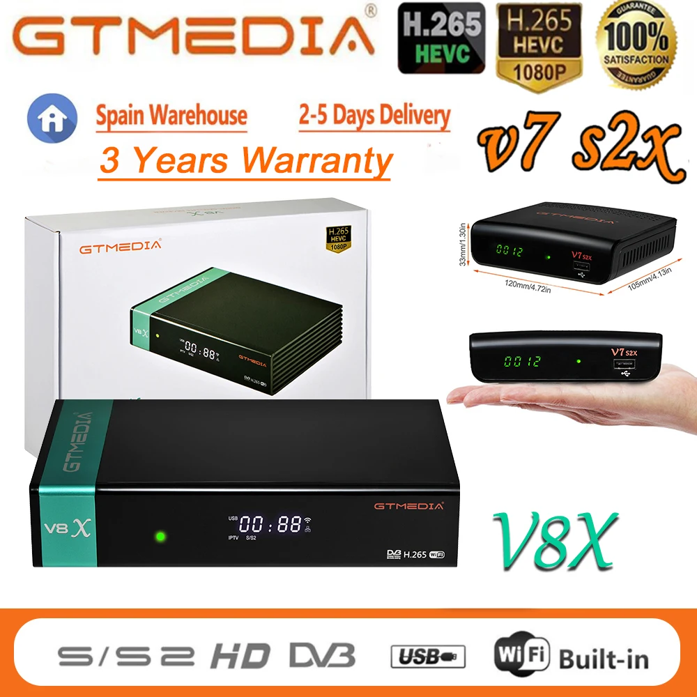 Оригинальный спутниковый ресивер Gtmedia V8X DVB-S/S2/S2X FTA и V7 S2X с USB Wifi H.265 такой же как V8