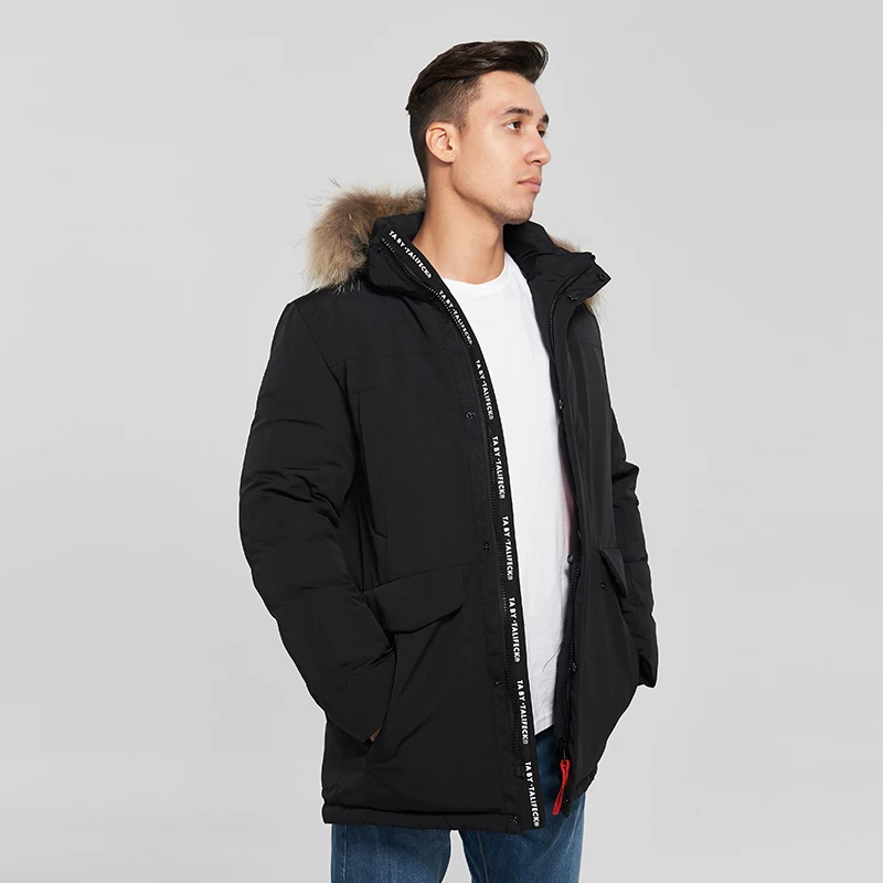 2020 Мужская Зимняя Парка Аляска Теплая Куртка С Капюшоном Натуральный Мех Енота Синтепон Хлопковое Пальто