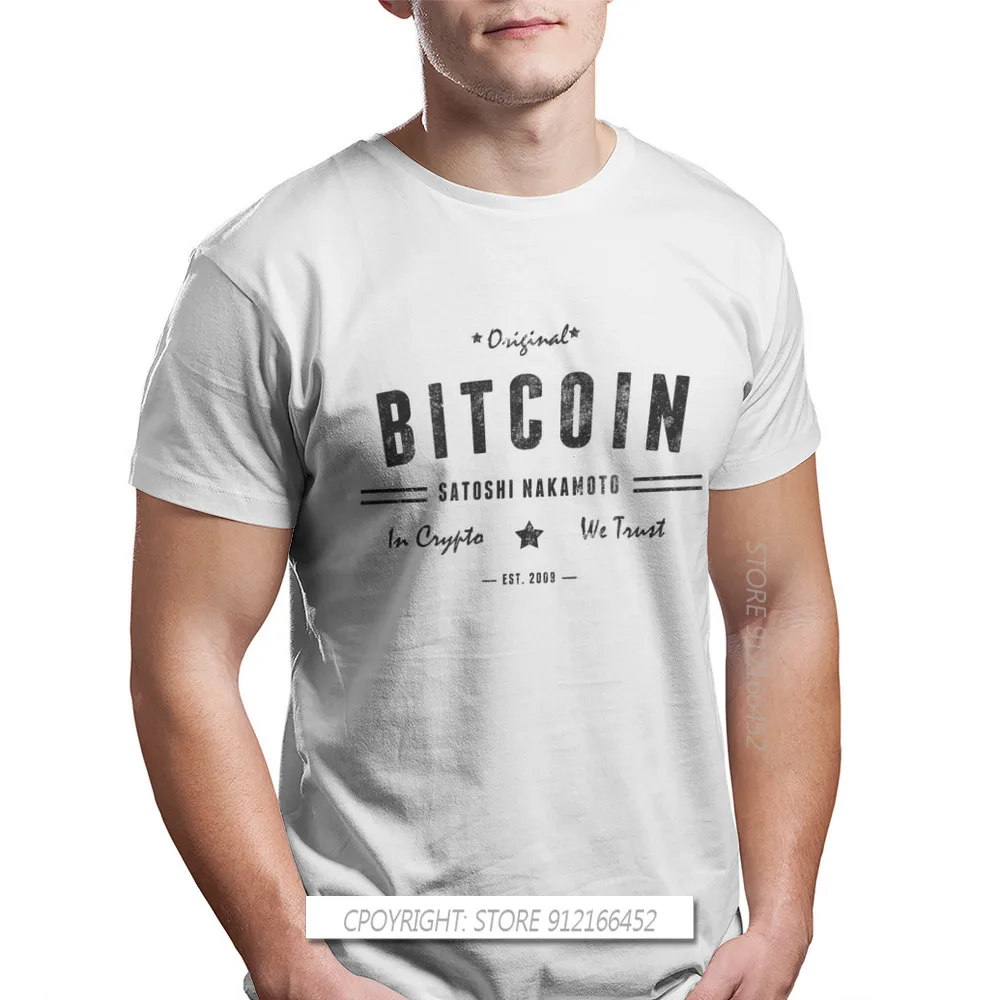 

Original Satoshi BTC Crypto TShirt Bitcoin Cryptocurrency Miners Meme Top Quality Novelty Graphic T Shirt Stuff