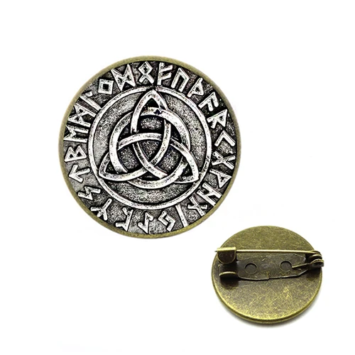 Брошь символ трикета кельтский узел троица крест брошь черный бархат булавки