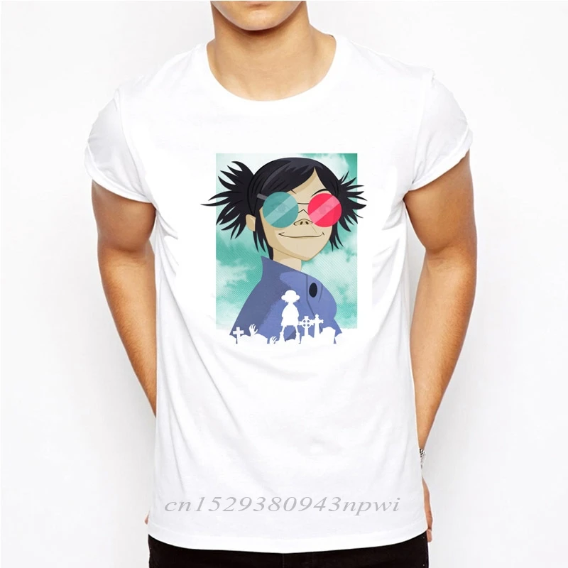 Футболка gorillaz мужская с белым принтом модная повседневная тенниска Удобная