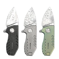 mecarmy ek28d edc minimalist folding knife damascus limited mini folding knife drop stonewashed