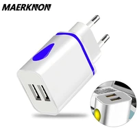 dual usb charger 5v 2 1a mobile phone charger for iphone samsung huawei xiaomi redmi led light charging adapter wall chargers