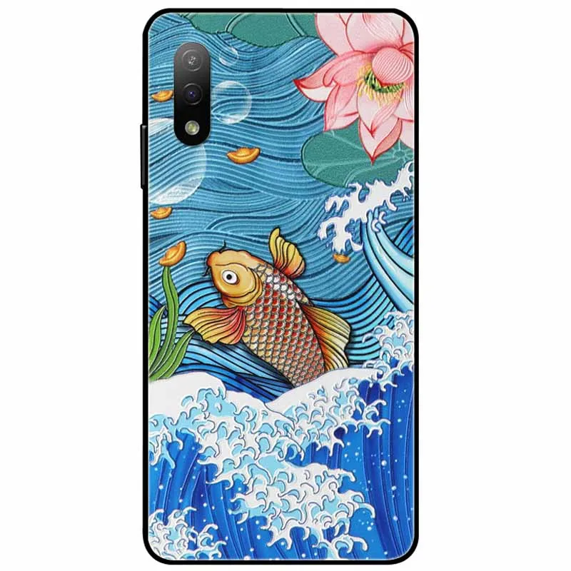 

For Sony Xperia Ace II Case 5.5 inch 3D Retro Emboss Silicone Phone Cover For Sony Xperia Ace II SO-41B Cases Soft Relief Ace2