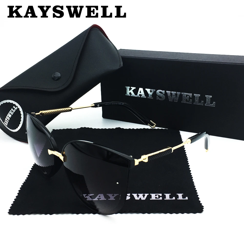 KAYSWELL, кошачий глаз, солнцезащитные очки для женщин, черная оправа, градиентные солнцезащитные очки, очки для вождения, L80-011