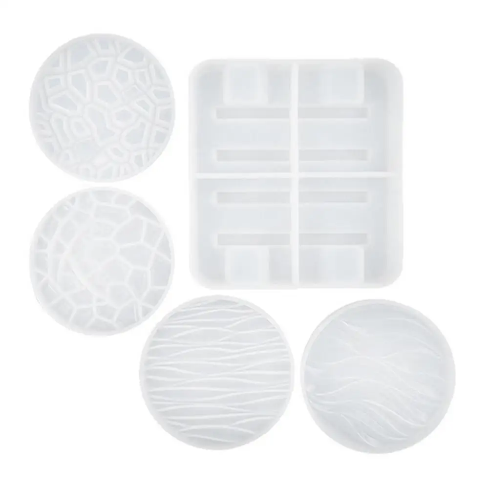 

4PCS Coaster Resin Mold Decoration Silicone Coaster Storage Mold Home Decoration Cup Mat Pad Mold DIY Handmade Craft