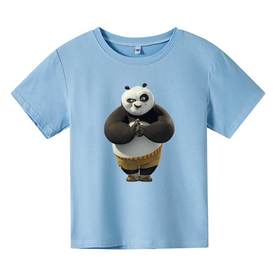 

2021 Summer kungfu Panda Cute Children Clothing for Kids Girl Short Sleeve Cartoon Print T Shirts Tops Boys Clothes 4-14 Years