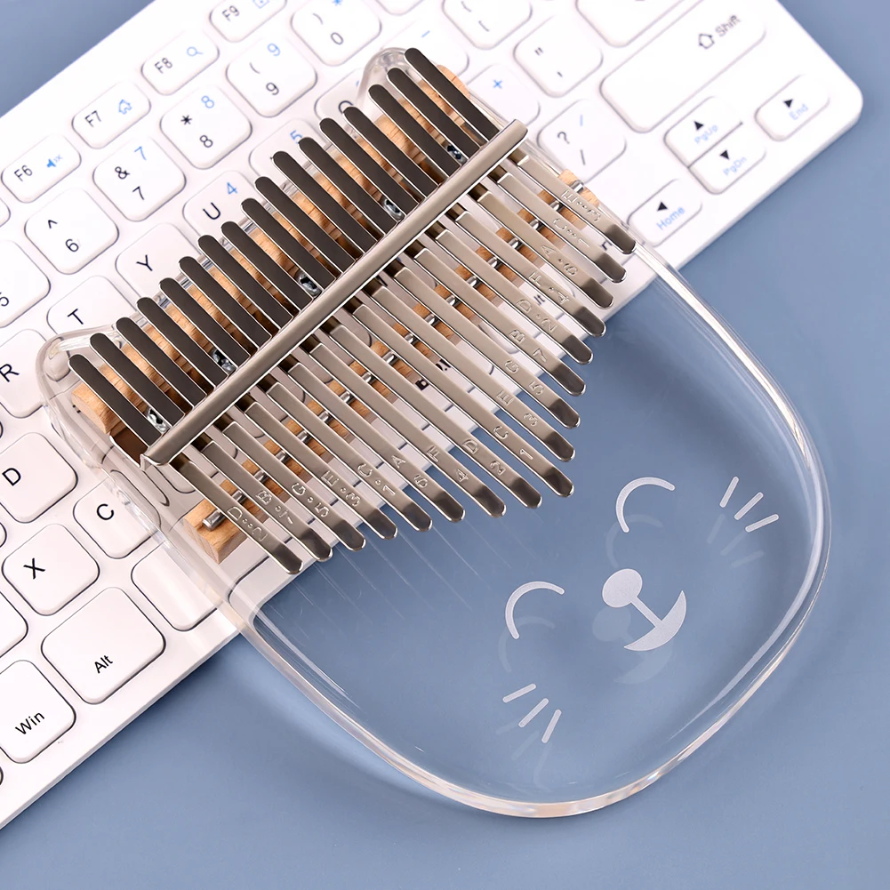 

Thumb Piano Mbira with Tuning Hammer Sticker Case Acrylic 17 Keys Clear Kalimba for Music Lovers Playing Accessory