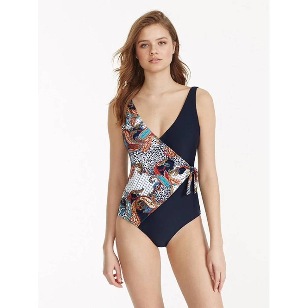 Женский слитный купальник с принтом винтажный открытой спиной и Монокини лето 2020