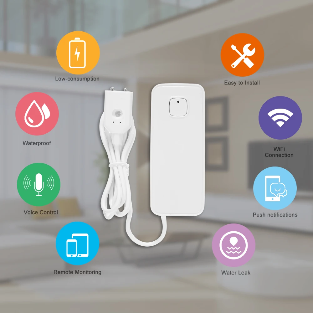 Датчик утечки воды с Wi Fi детектор вторжения оповещением об обнаружении уровня