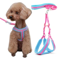 dog cat harness vest solid breathable mesh pet products dogs leash harness adjustable collar puppy small dog outdoor walking