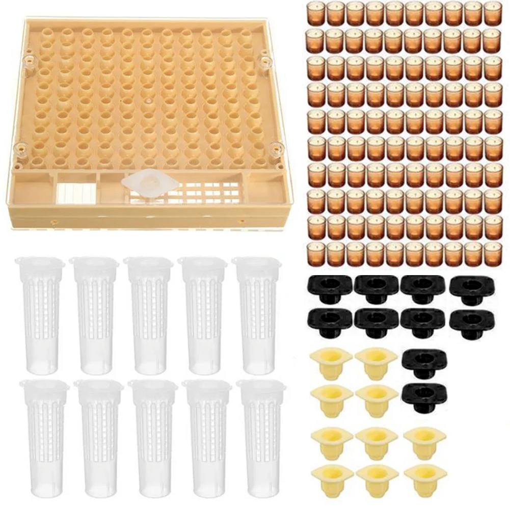 

100 Cell Cups Queen Rearing System Tools Apiculture Helper Pet Supplies Catcher Cage Bee Nicot Plastic Beekeeping Tool Kit