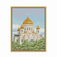 cross stitch kits patterns castle stamped 11ct 14ct printed counted fabric dmc thread embroidery needlework craft set home decor