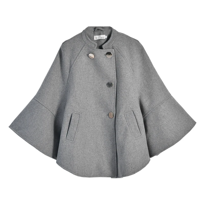 Женское шерстяное пальто MICOCO W1721A зимнее в южнокорейском стиле с принтом листьев