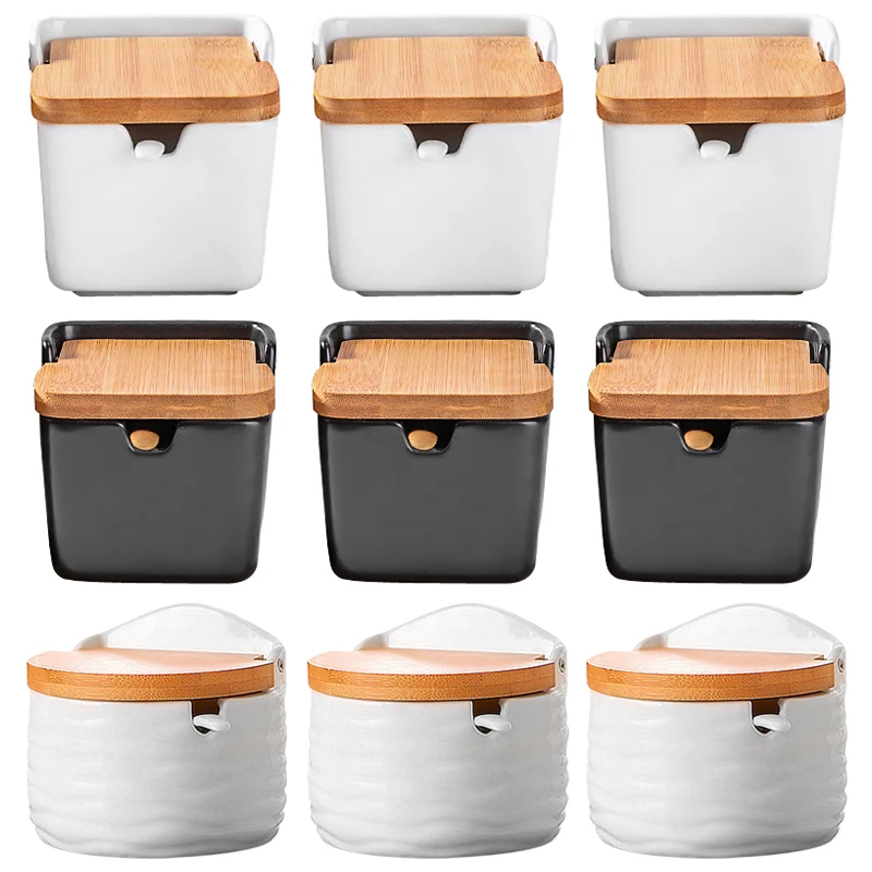 

Creative European ceramic flip seasoning jar cruet salt kitchen supplies seasoning box seasoning pot
