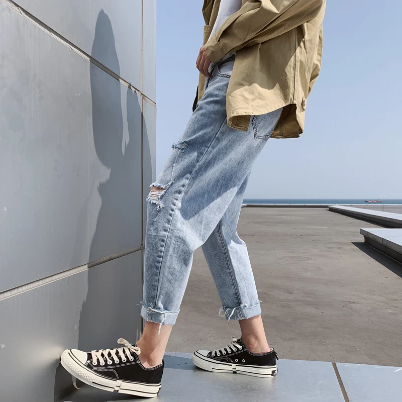 Сексуальные рваные повседневные мужские модные Лоскутные полые Обрезанные