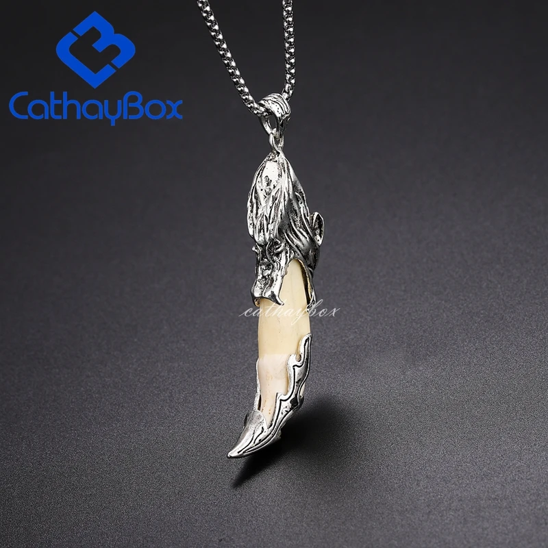 Мужская модная бижутерия с подвеской зуб женская в виде головы волка цепочкой из