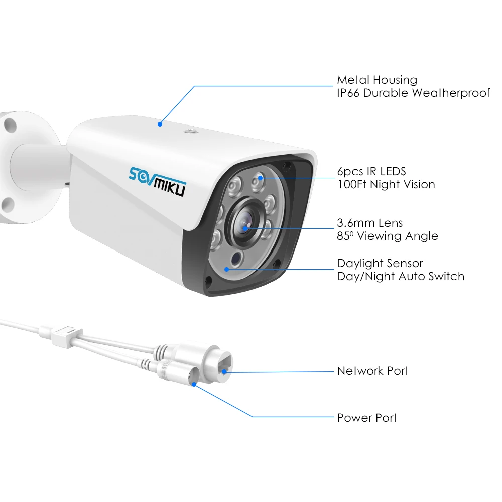 H.265 аудио POE IP камера 5MP 3MP металлический чехол IP66 Водонепроницаемая наружная камера видеонаблюдения Ночное Видение безопасности видеонаблюдения ONVIF