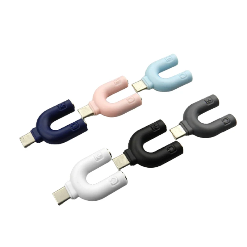 

Type-c U Type Earphone Connector Converter Stereo Splitter Audio To Mic & Headset Jack Plug Adapter For Mobile Phone Tablet PC