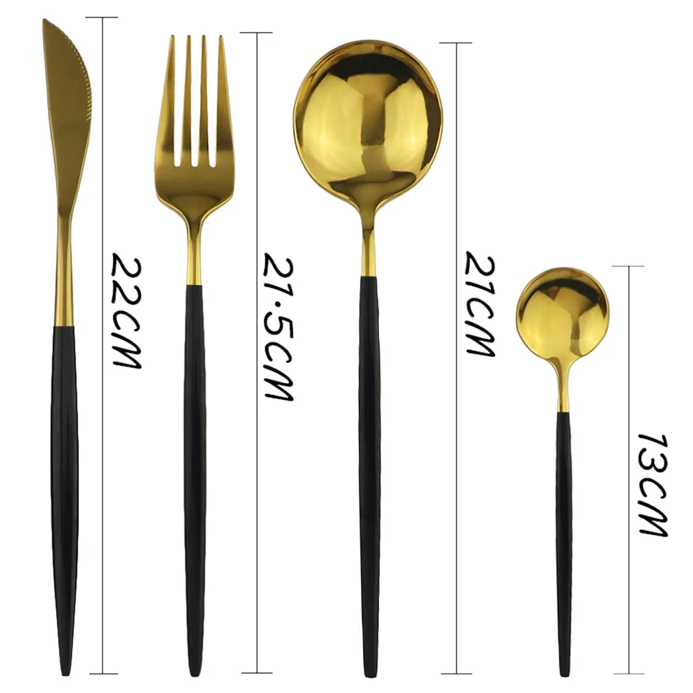 32 шт красочный набор посуды черного и золотого цвета столовых приборов