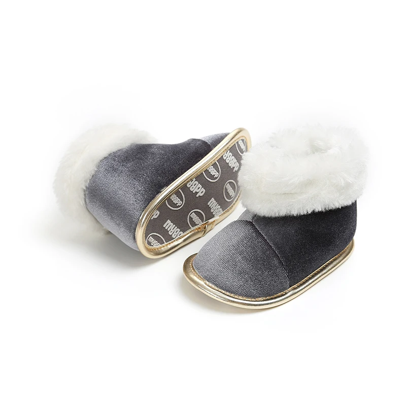 Новые толстые теплые детские зимние ботинки однотонные для новорожденных обувь