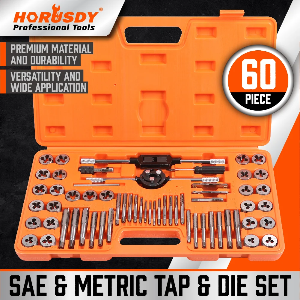 HORUSDY 60-Piece Tap and Die Set | SAE Inch Sizes | for Coarse and Fine Threads Tool HORUSDY 40-Piece Tap and Die Set | SAE Inc