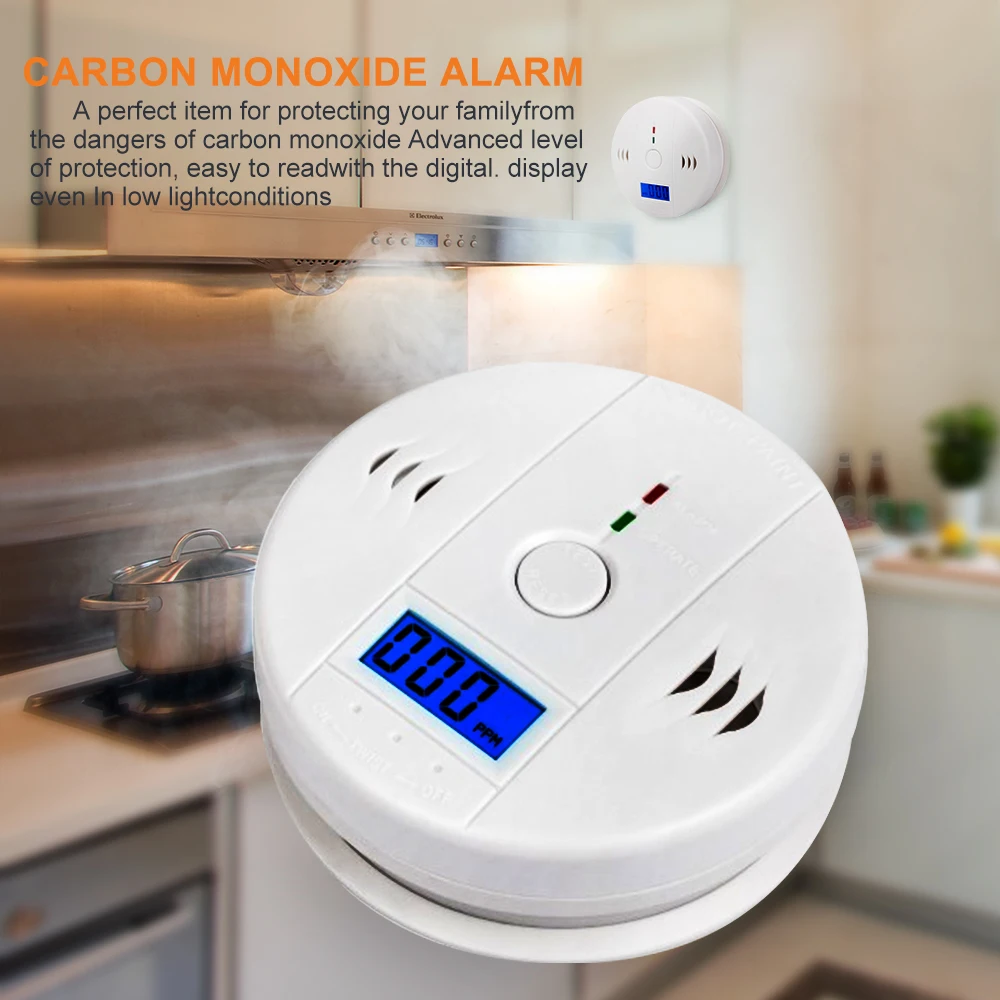 Carbon Monoxide Alarm Sensor Detector LCD Photoelectric CO Gas Home Security 85dB Warning Poisoning | Инструменты