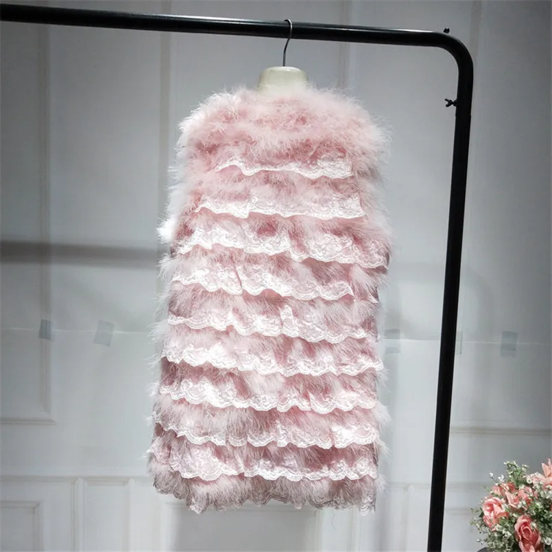 Женский меховой жилет из натурального страусиного пера Женская куртка одежда с