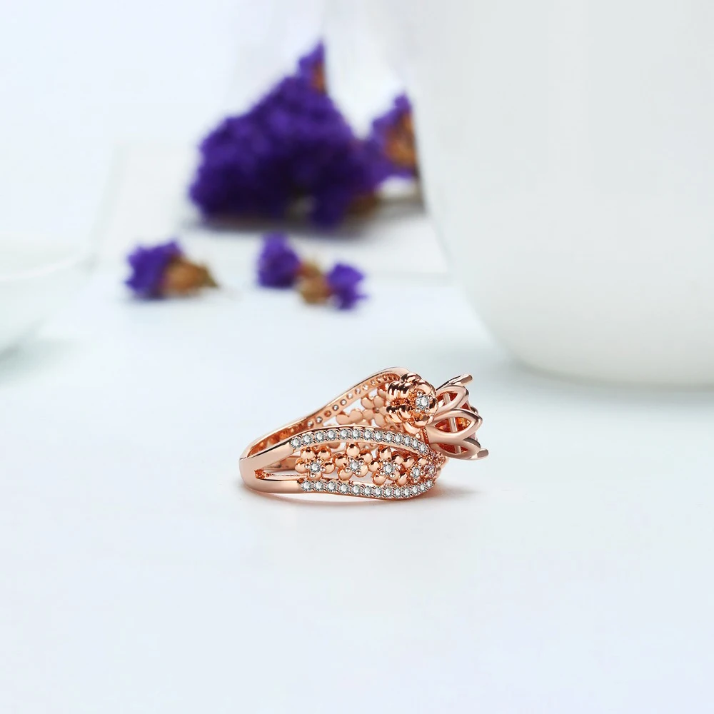 Beiver роскошное женское кольцо на палец из розового золота модное обручальное с