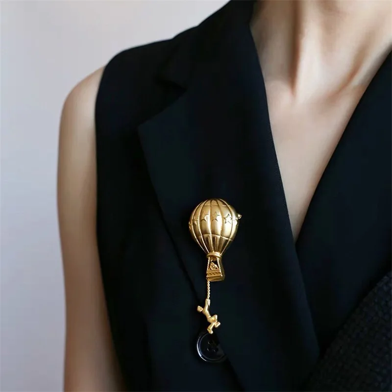 Корейский Новый дизайн брошь золотистый металл горячий воздушный шар мужская