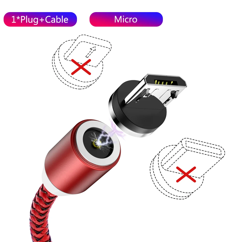 Магнитный Micro usb type-C кабель для iPhone 11 Pro XS Max 7 8 Plus samsung Android 3A кабель для быстрой зарядки и передачи данных 2 м USBC type C зарядное устройство - Цвет: Red For Micro
