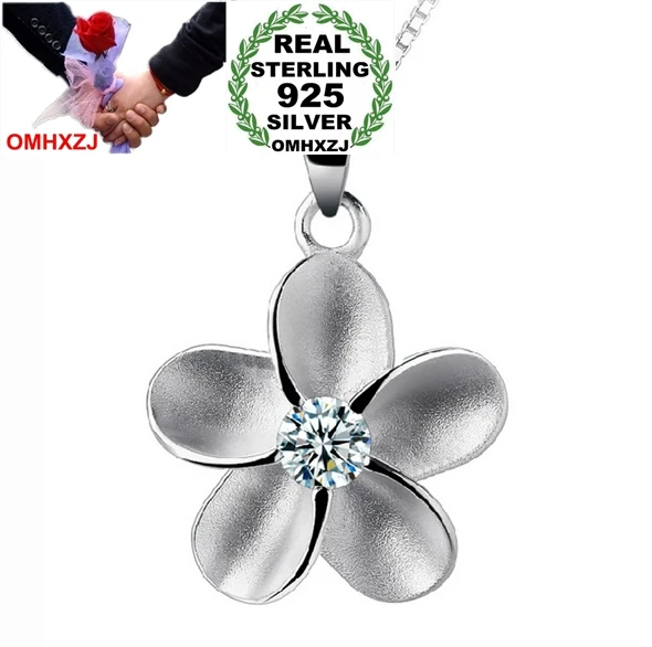 

OMHXZJ Wholesale jewelry woman plum blossom flowers AAA zircon 925 sterling silver pendant Charms PE34 ( NO Chain Necklace )