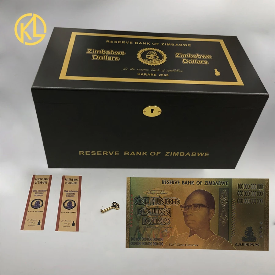 Лидер продаж 1000/1200/1300 шт. долларов Зимбабве Банкнота из золота 24 к с УФ светильник