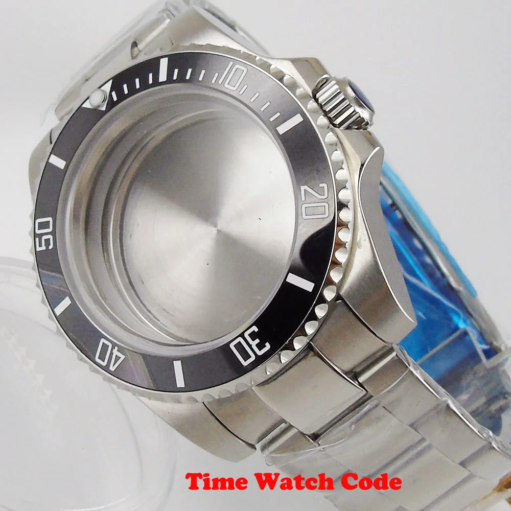 40mm Men's Wristwatch Case parts fit for NH35 NH36 movement with oyster bracelet sapphire glass black ceramic bezel insert | Наручные