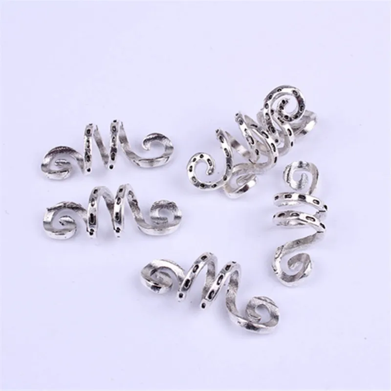 5 шт. металлические серебряные спиральные зажимы для волос в стиле викингов