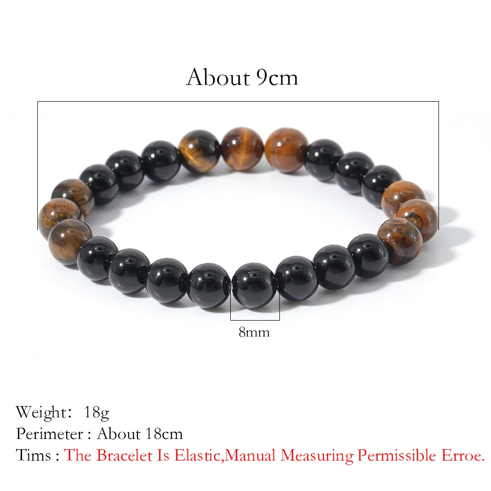 Ювелирные изделия для медитации и йоги 8 мм желтый тигровый глаз черный оникс