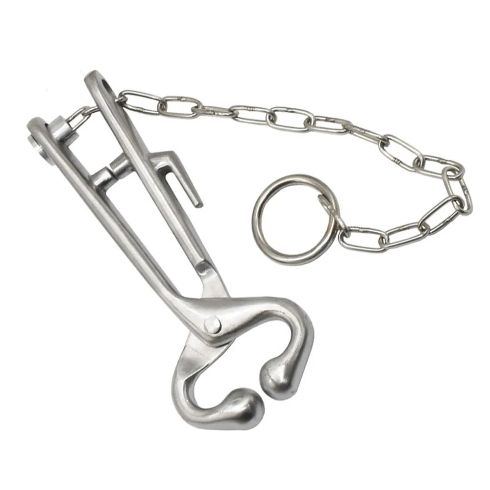 Alicates de anillo de Nariz de acero inoxidable para granja de ganado, herramienta de Tracción de cadena, 1 unidad